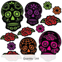 144 Pack Bulk Day Of The Dead Sugar Skull Cutouts