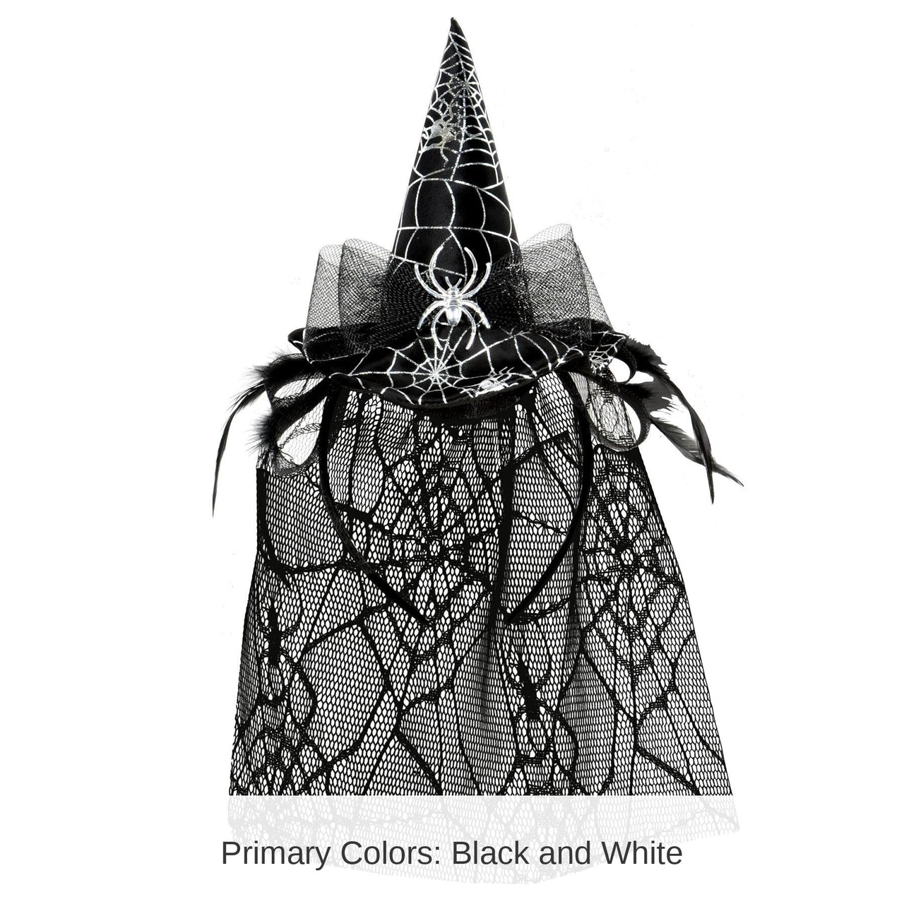 12 Pack Bulk Halloween Spider Witch Hat Headband with Veil
