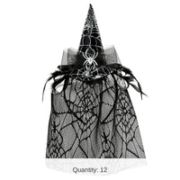 12 Pack Bulk Halloween Spider Witch Hat Headband with Veil