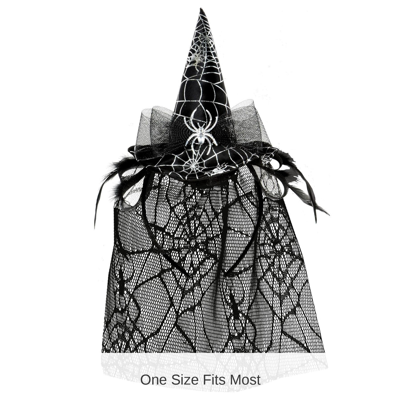 12 Pack Bulk Halloween Spider Witch Hat Headband with Veil