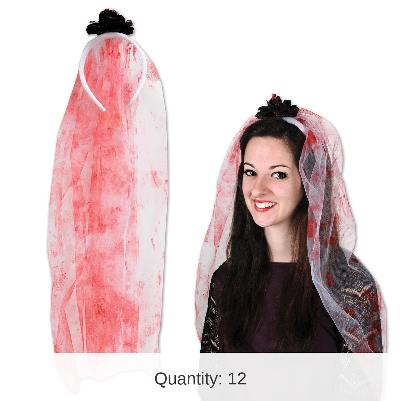 12 Pack Bulk Halloween Bloody Veil Headband