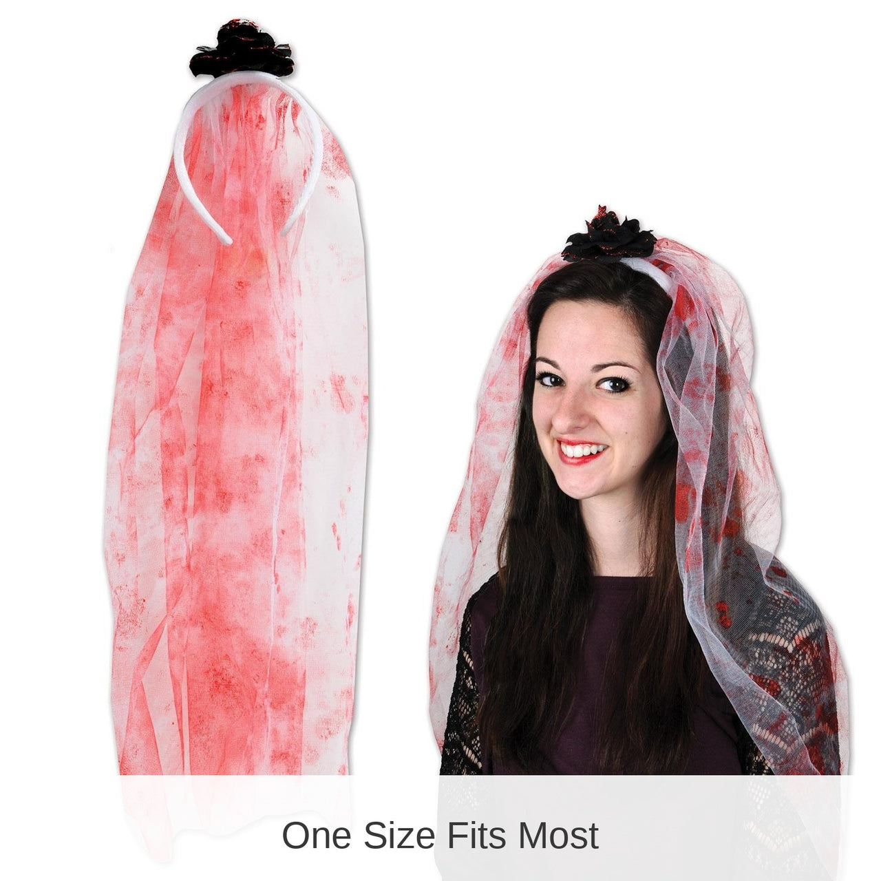 12 Pack Bulk Halloween Bloody Veil Headband
