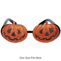 6 Pack Bulk Halloween Glittered Jack-O-Lantern Fanci-Frame Glasses
