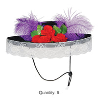 6 Pack Bulk Day of the Dead Felt Catrina Hat