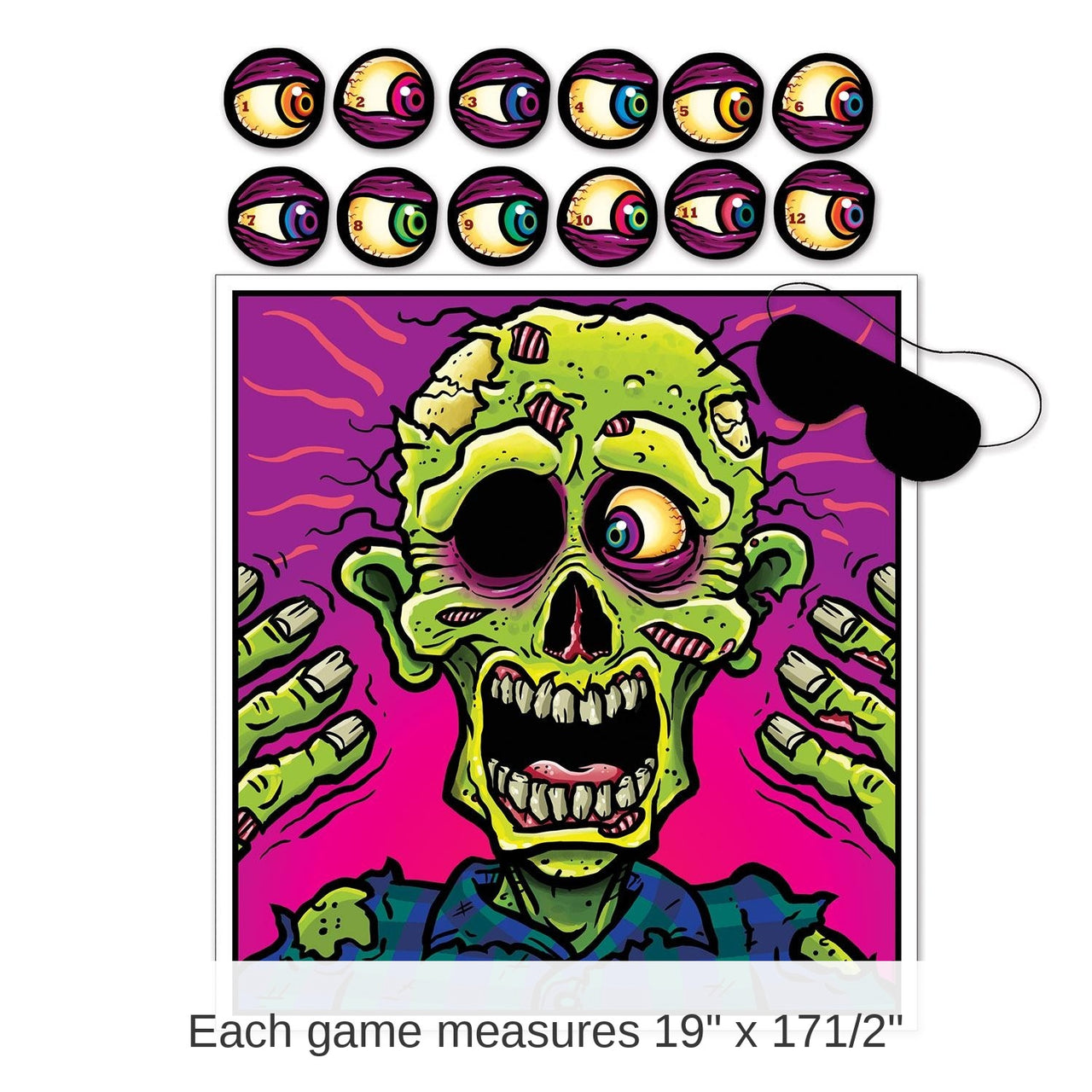 24 Pack Bulk Halloween Pin The Eyeball On The Zombie Game