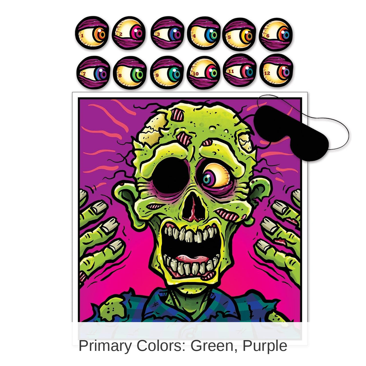 24 Pack Bulk Halloween Pin The Eyeball On The Zombie Game