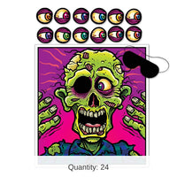 24 Pack Bulk Halloween Pin The Eyeball On The Zombie Game