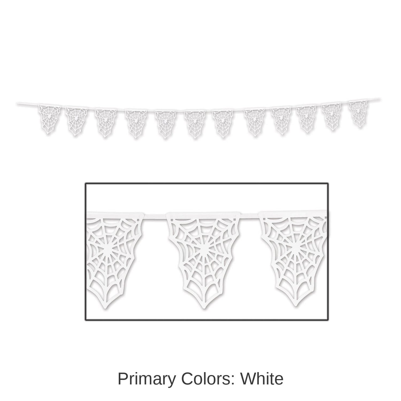 12 Pack Bulk Halloween Die-Cut Spider Web Pennant Banner