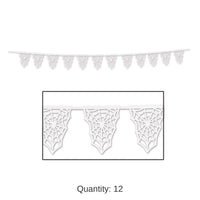 12 Pack Bulk Halloween Die-Cut Spider Web Pennant Banner