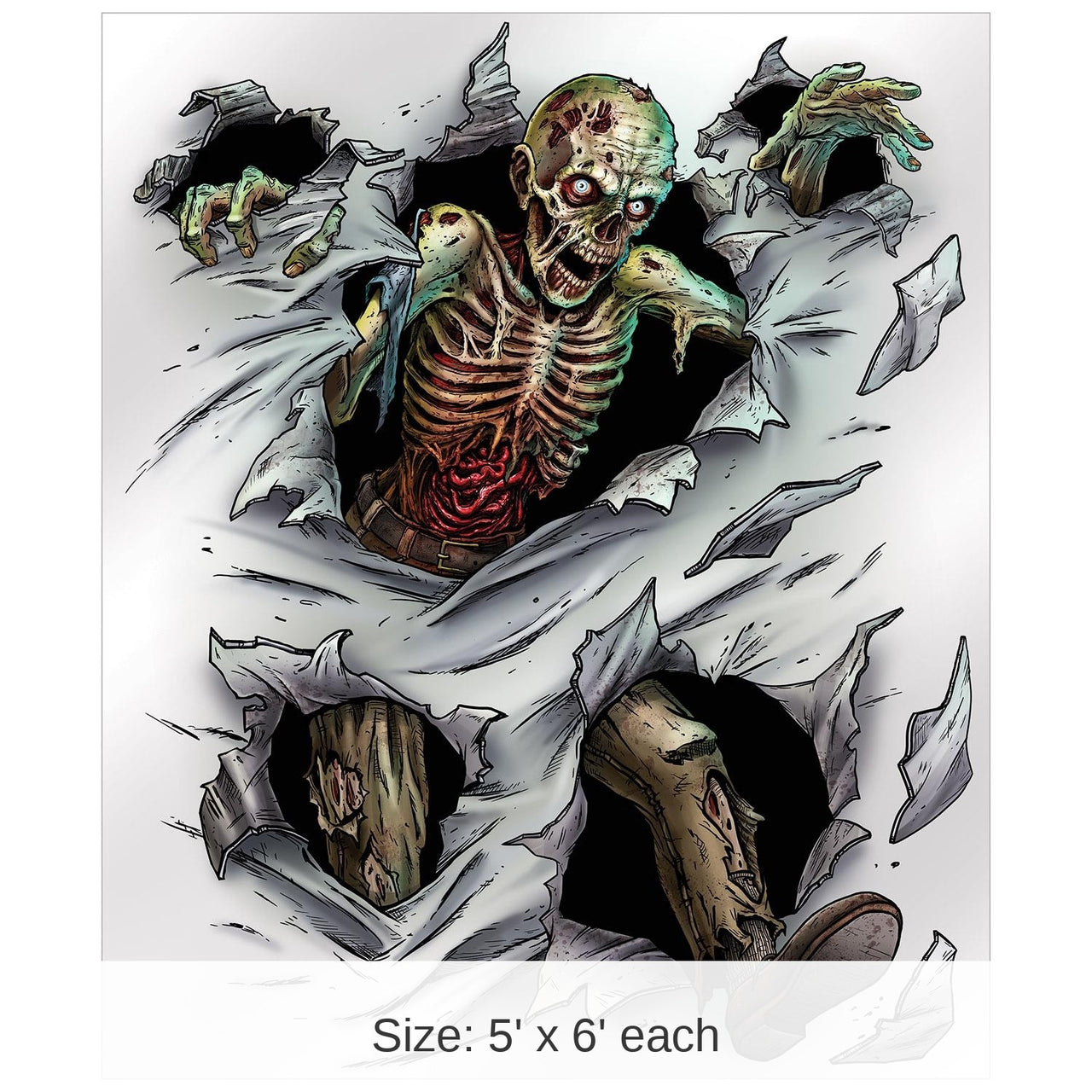 6 Pack Bulk Halloween Zombie Insta-Mural Decoration