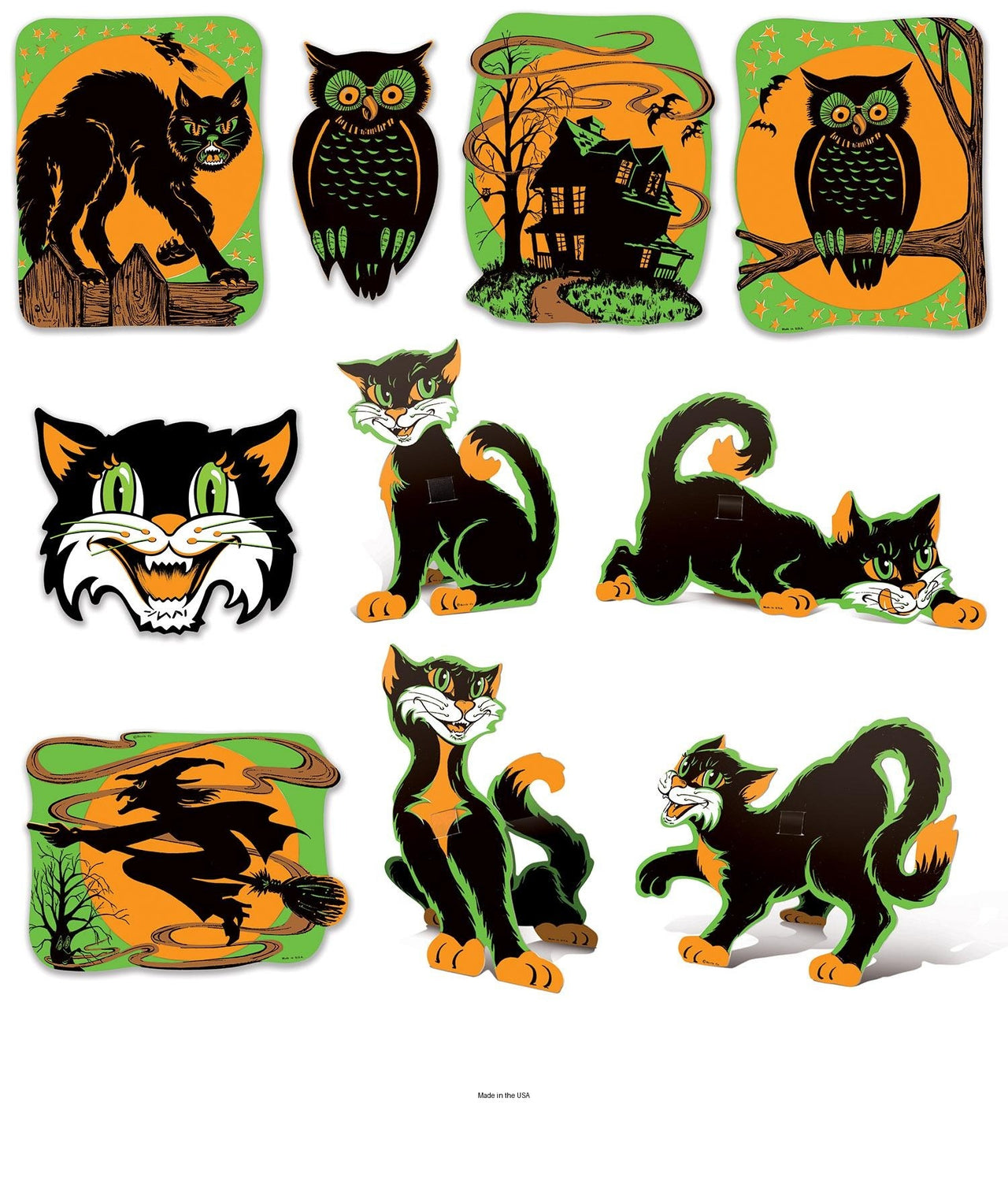 120 Pack Bulk Vintage Halloween Fluorescent Cutouts
