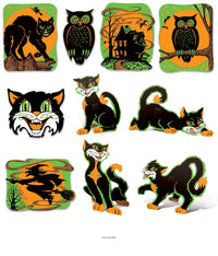 120 Pack Bulk Vintage Halloween Fluorescent Cutouts