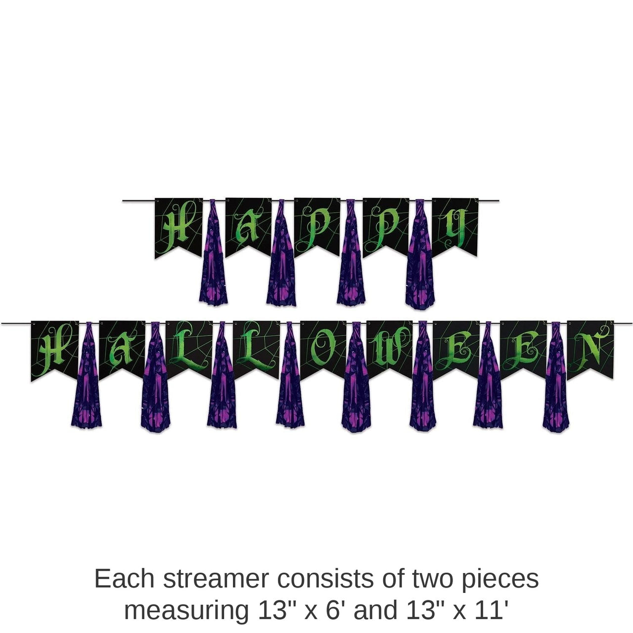 12 Pack Bulk Happy Halloween Tassel Streamer