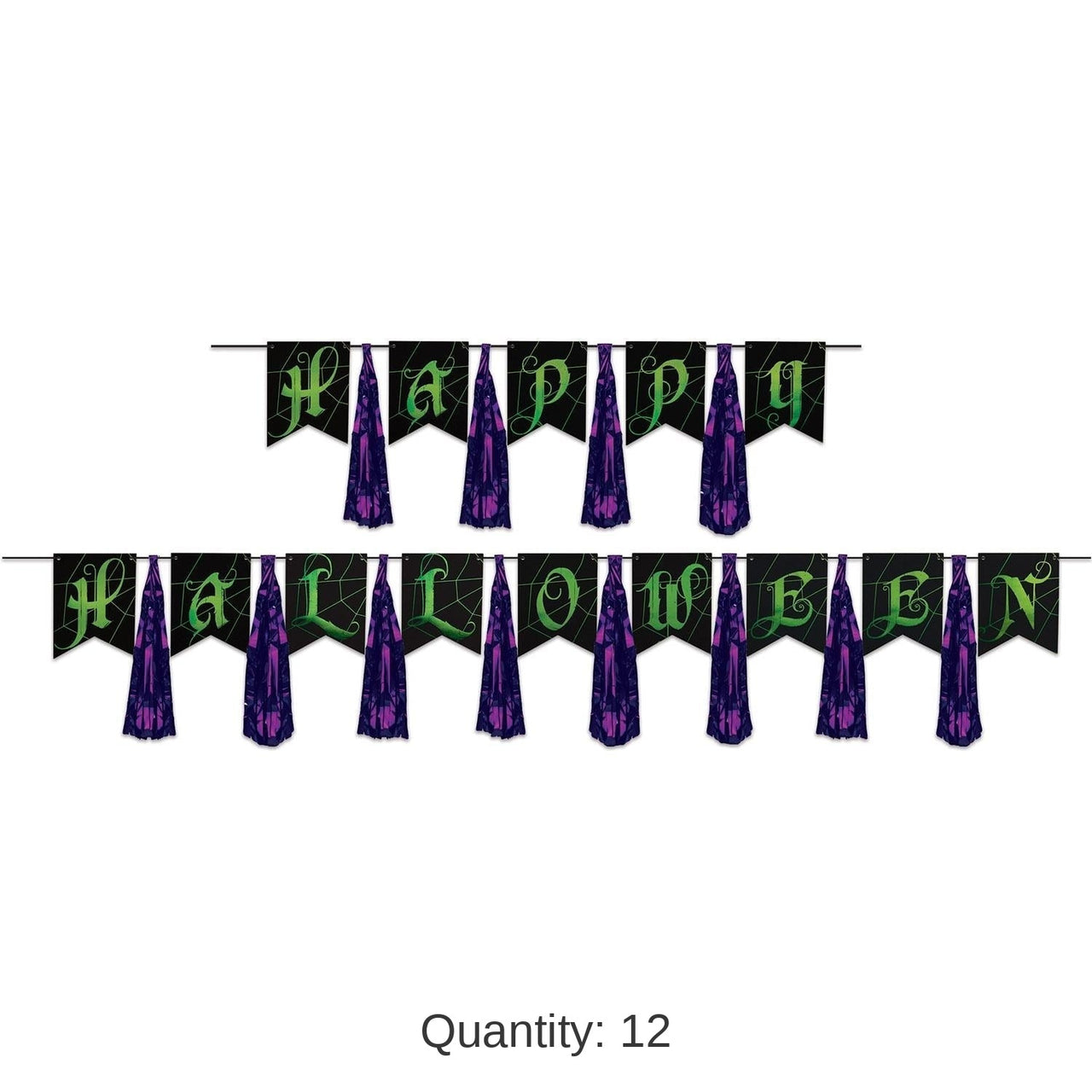 12 Pack Bulk Happy Halloween Tassel Streamer