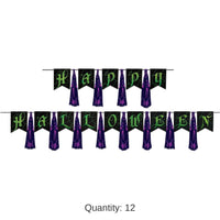 12 Pack Bulk Happy Halloween Tassel Streamer