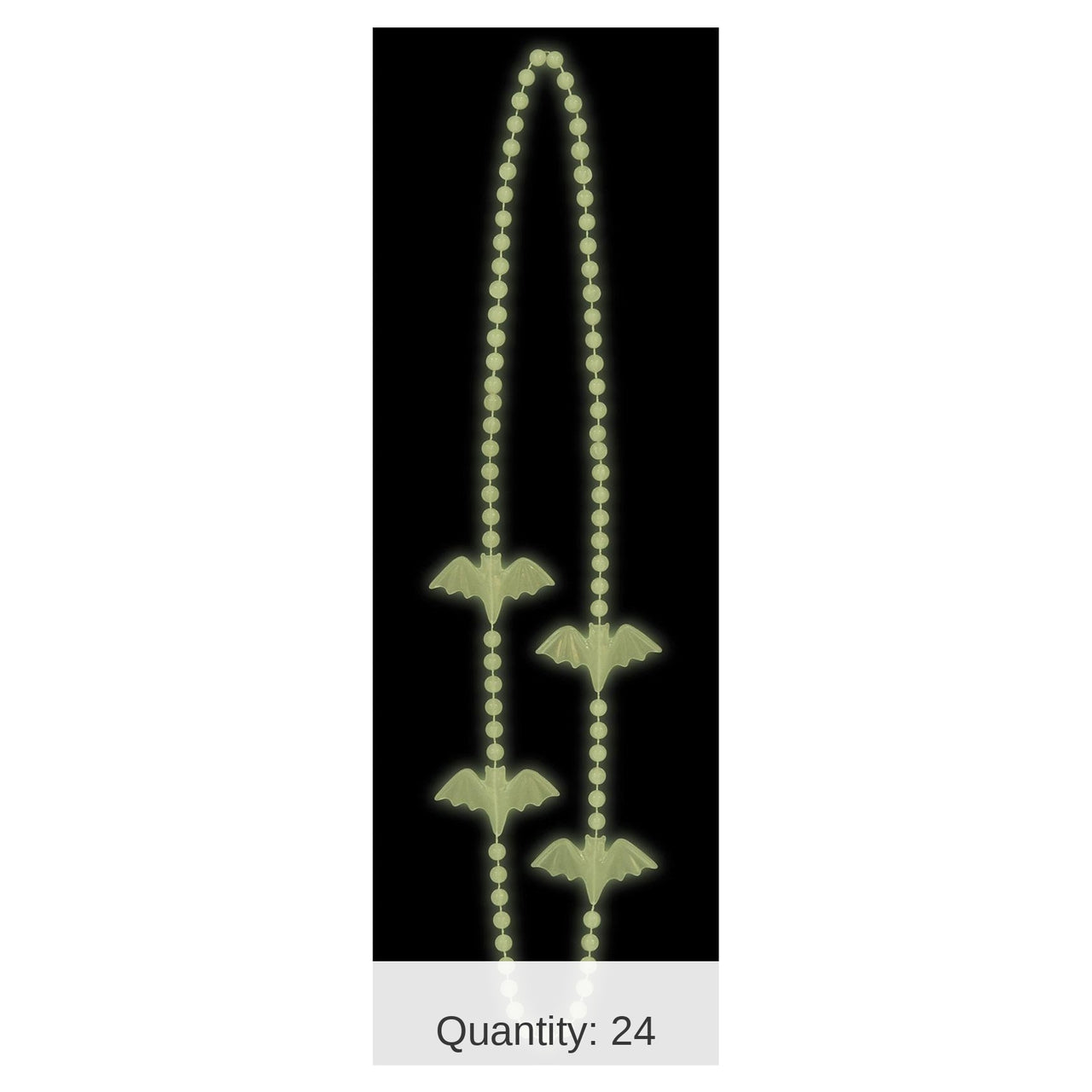 24 Pack Bulk Halloween Glow In The Dark Bat Bead Necklaces