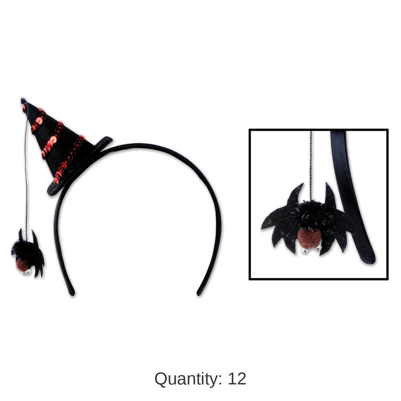 12 Pack Bulk Halloween Spider Witch Hat Headband