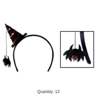 12 Pack Bulk Halloween Spider Witch Hat Headband