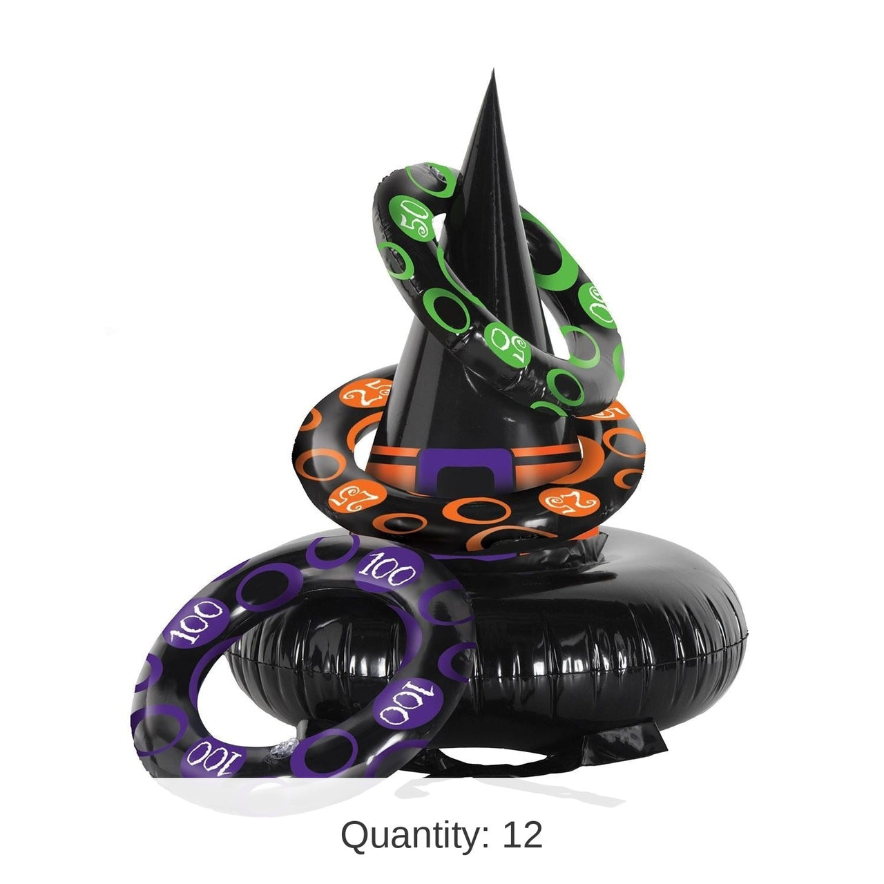 12 Pack Bulk Halloween Inflatable Witch Hat Ring Toss