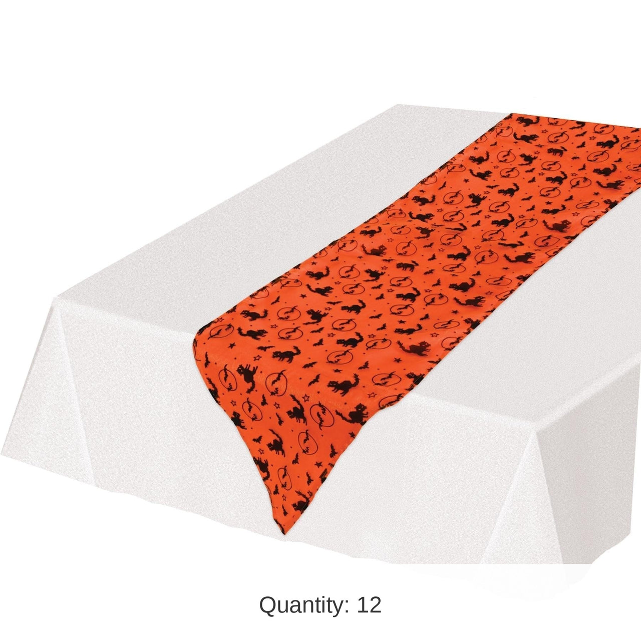 12 Pack Bulk Halloween Fabric Table Runner