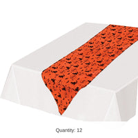 12 Pack Bulk Halloween Fabric Table Runner