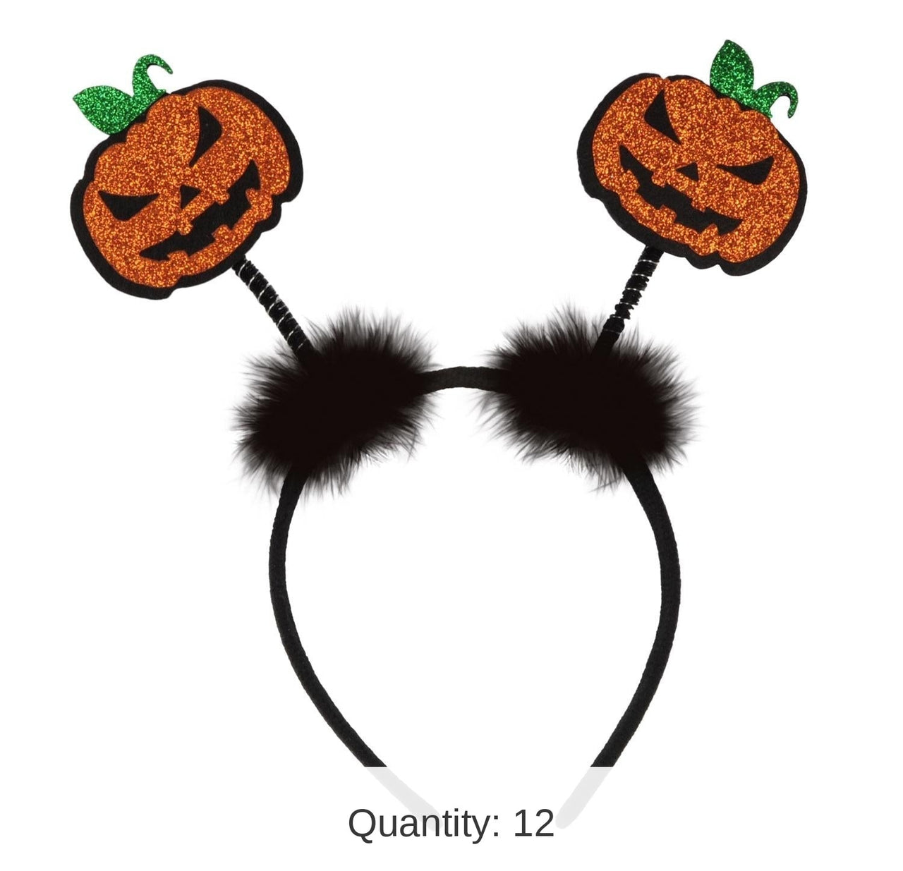 12 Pack Bulk Halloween Glittered Jack-O-Lantern Boppers