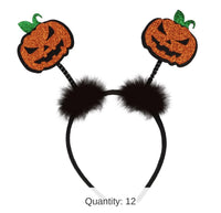 12 Pack Bulk Halloween Glittered Jack-O-Lantern Boppers