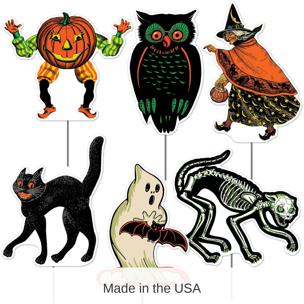 36 Pack Bulk Plastic Vintage Halloween Yard Signs