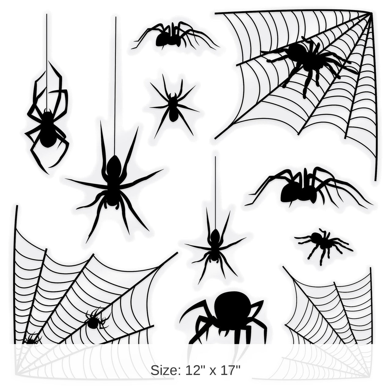 12 Pack Bulk Halloween Spider/Spider Web Silhouette Clings