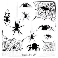 12 Pack Bulk Halloween Spider/Spider Web Silhouette Clings