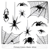 12 Pack Bulk Halloween Spider/Spider Web Silhouette Clings