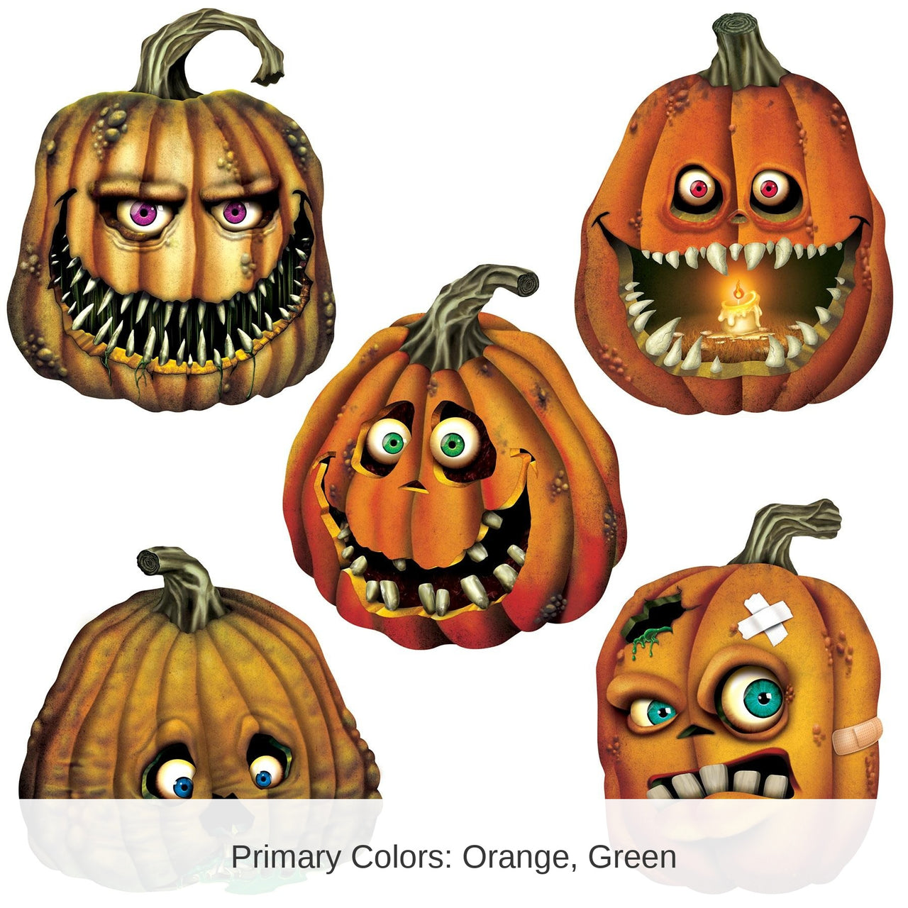 60 Piece Bulk Halloween Creepy Jack-O-Lantern Cutouts