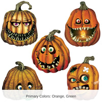60 Piece Bulk Halloween Creepy Jack-O-Lantern Cutouts