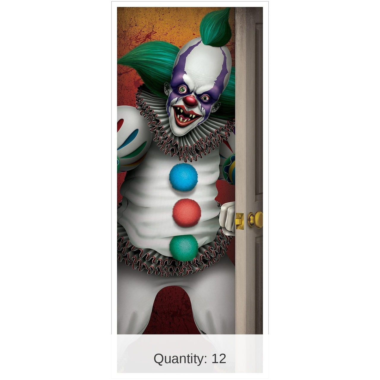 12 Pack Bulk Halloween Creepy Clown Door Cover