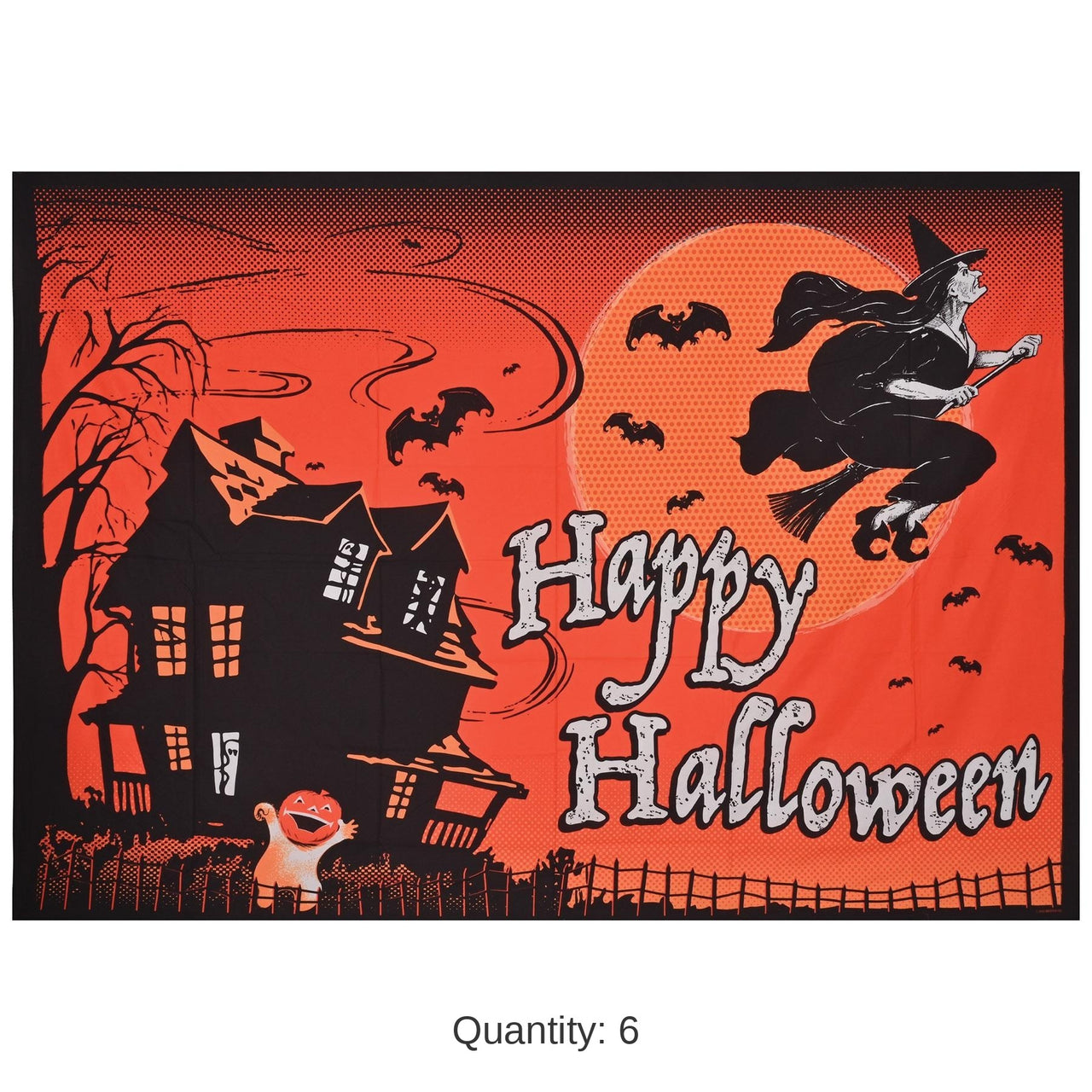 6 Pack Bulk Vintage Halloween Fabric Backdrop