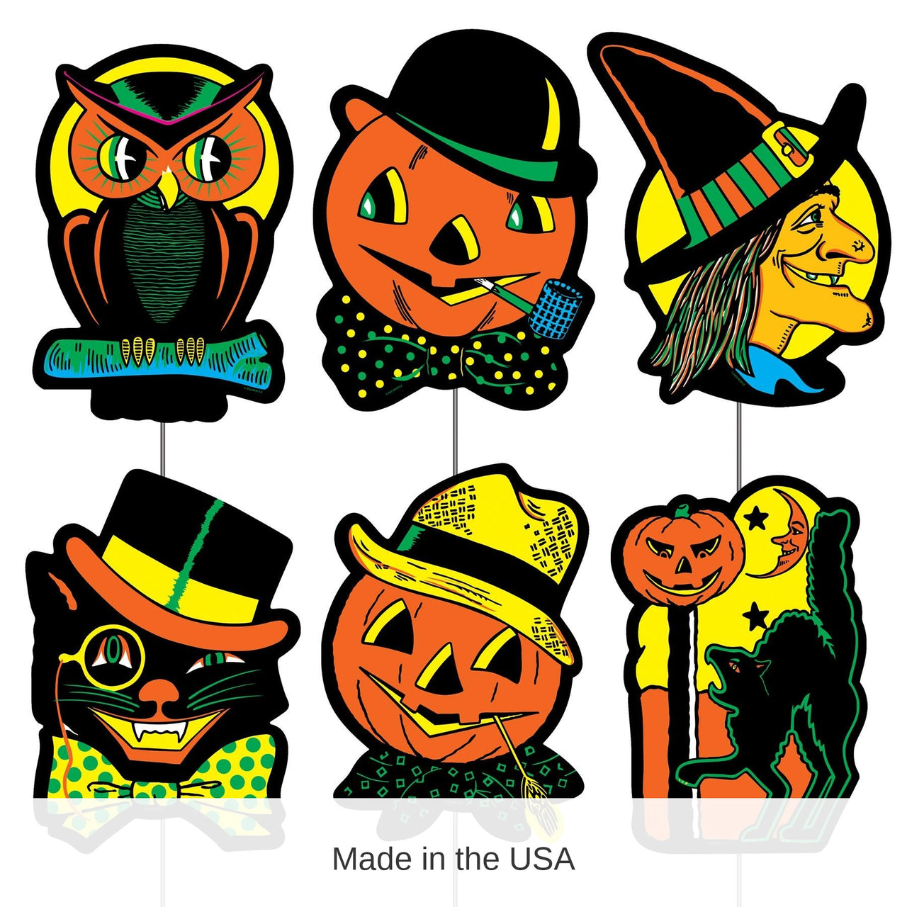 36 Pack Bulk Vintage Plastic Halloween Yard Signs