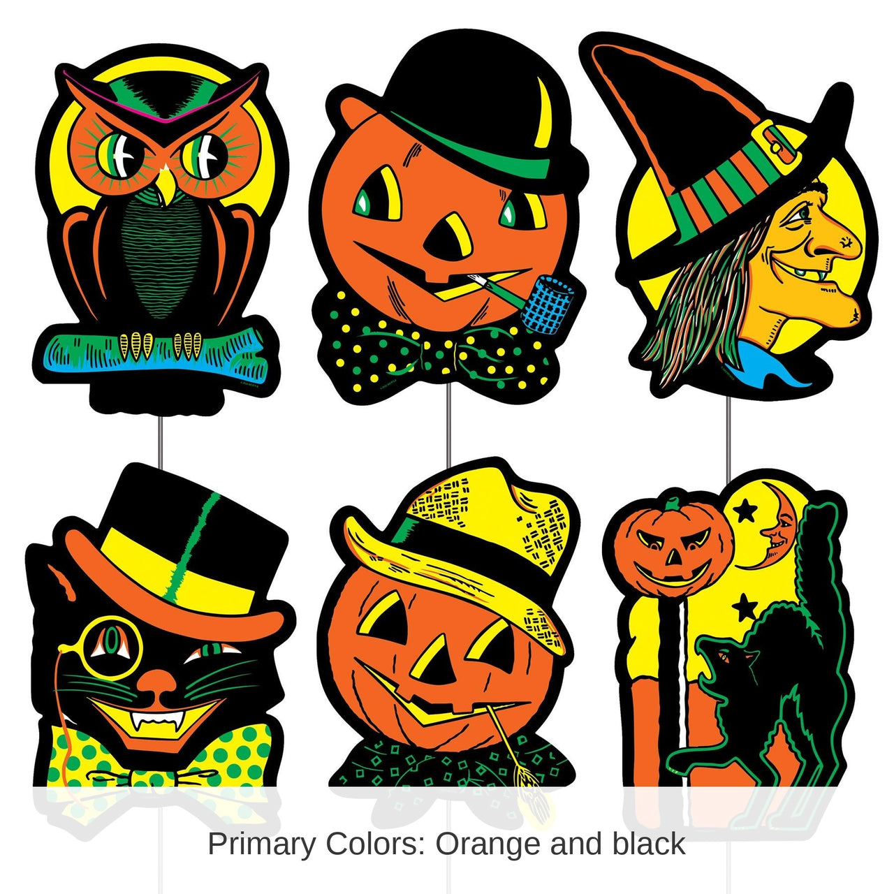 36 Pack Bulk Vintage Plastic Halloween Yard Signs