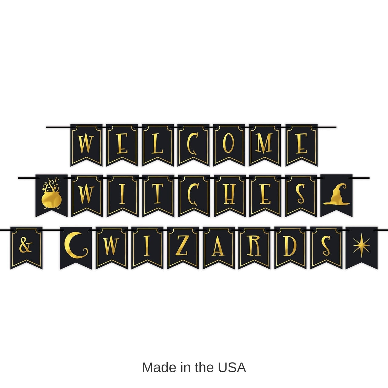 12 Pack Bulk Halloween Foil Welcome Witches & Wizards Streamer