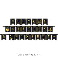 12 Pack Bulk Halloween Foil Welcome Witches & Wizards Streamer