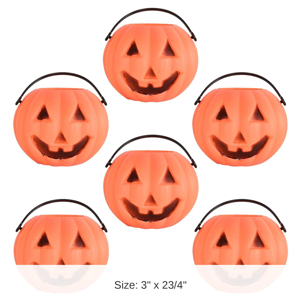 72 Pack Bulk Halloween Plastic Miniature Pumpkin Buckets