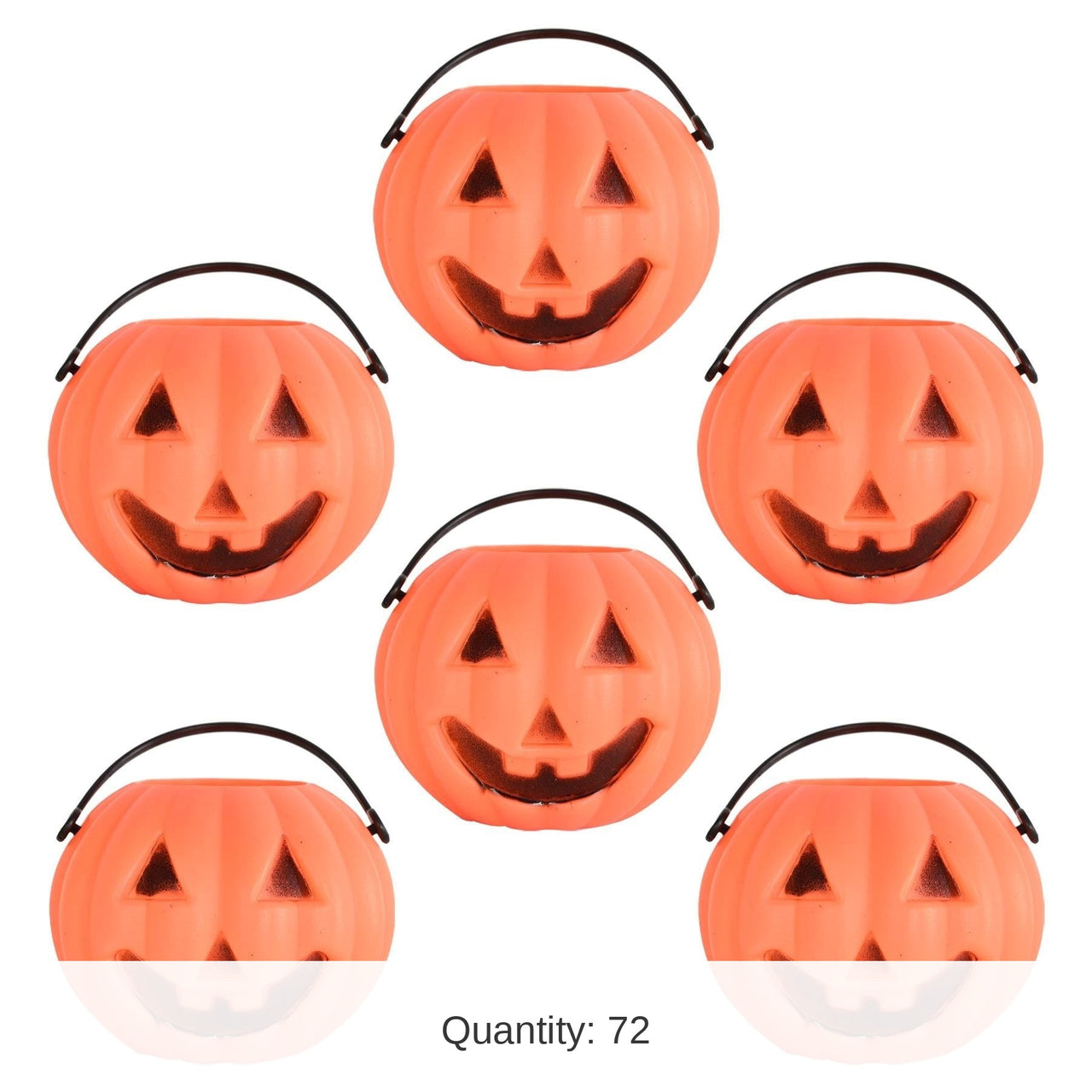 72 Pack Bulk Halloween Plastic Miniature Pumpkin Buckets