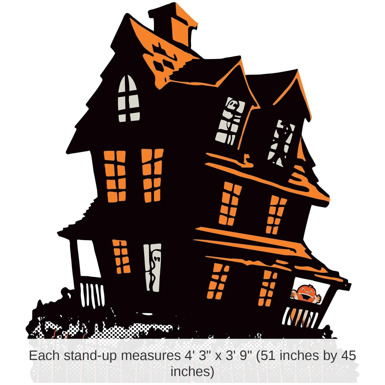 4 Pack Bulk Vintage Halloween Haunted House Stand-Up Decoration