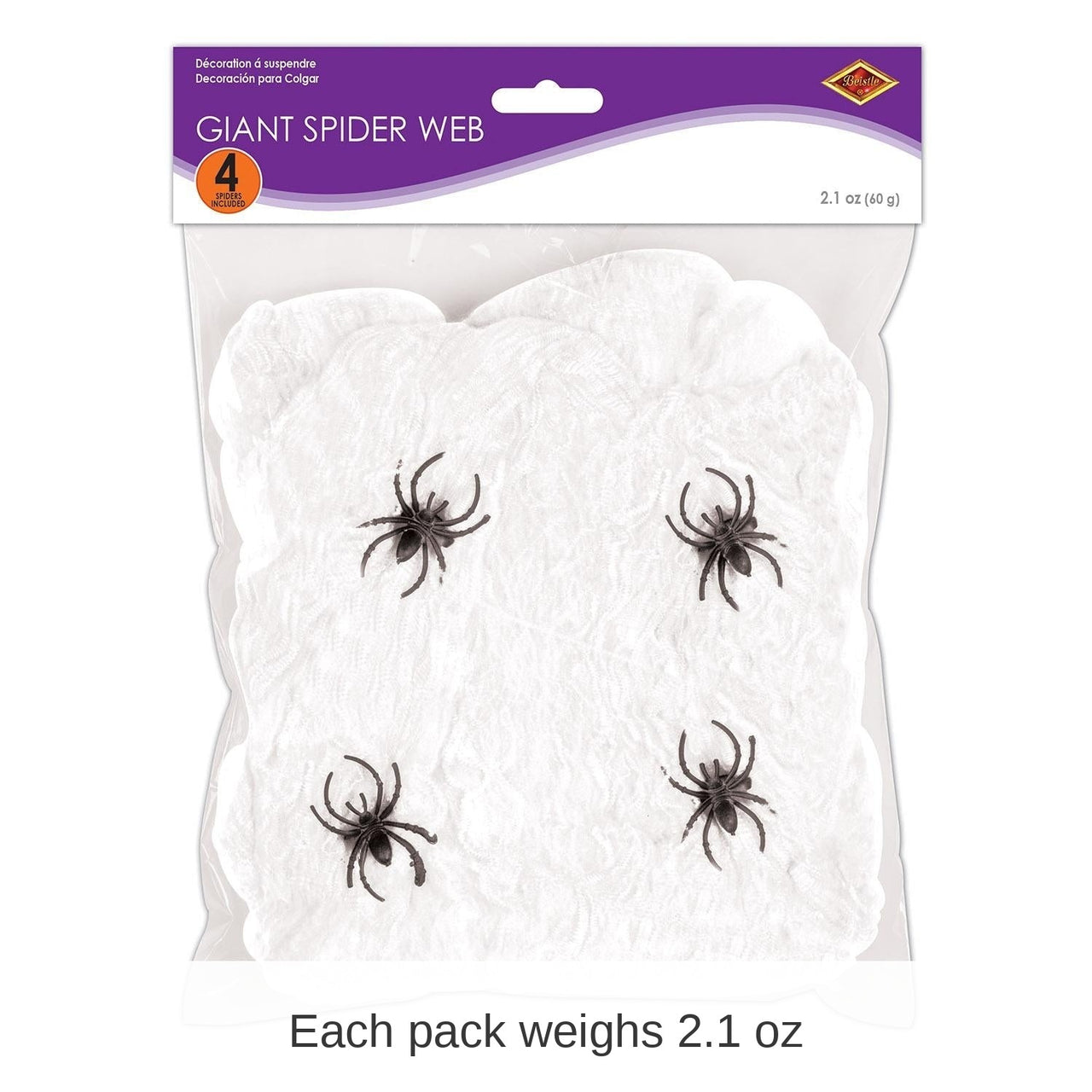 12 Pack Bulk Halloween Giant Spider Web - white (2.1 Oz per Pack)