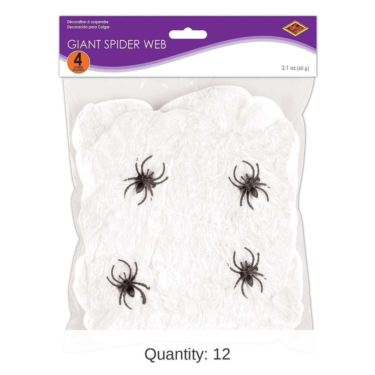 12 Pack Bulk Halloween Giant Spider Web - white (2.1 Oz per Pack)