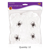 12 Pack Bulk Halloween Giant Spider Web - white (2.1 Oz per Pack)