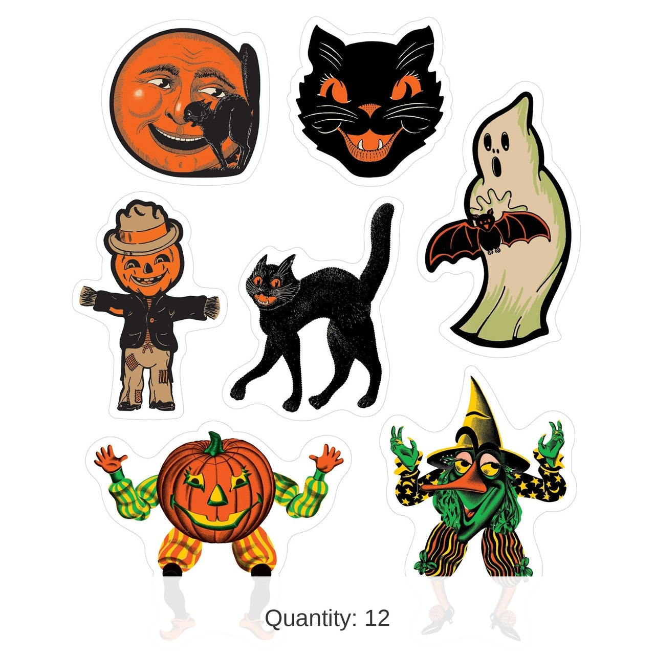 12 Pack Bulk Vintage Halloween Cling Sheet