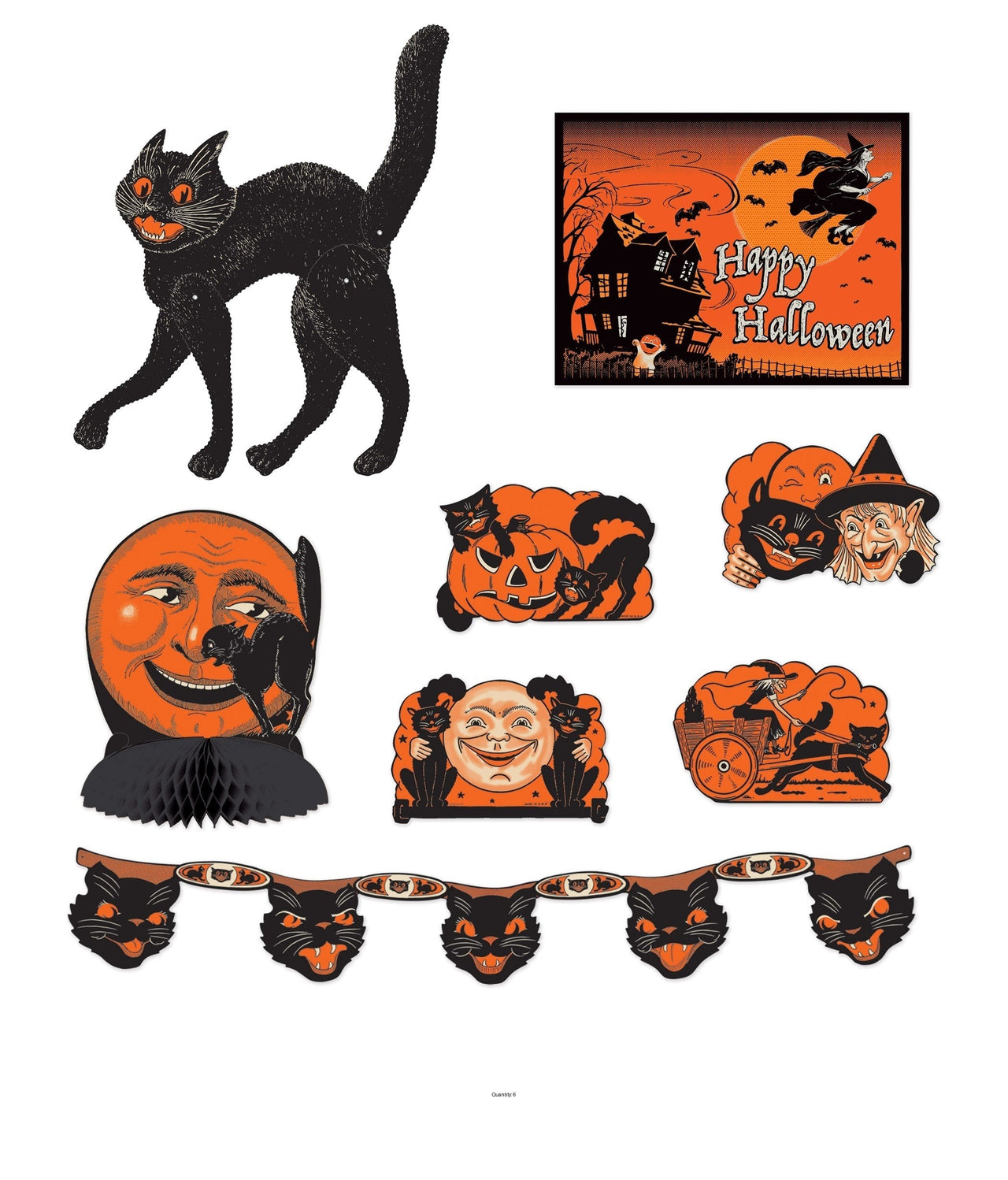 6 Pack Bulk Vintage Halloween Decorama Kit Spooky Retro Decor