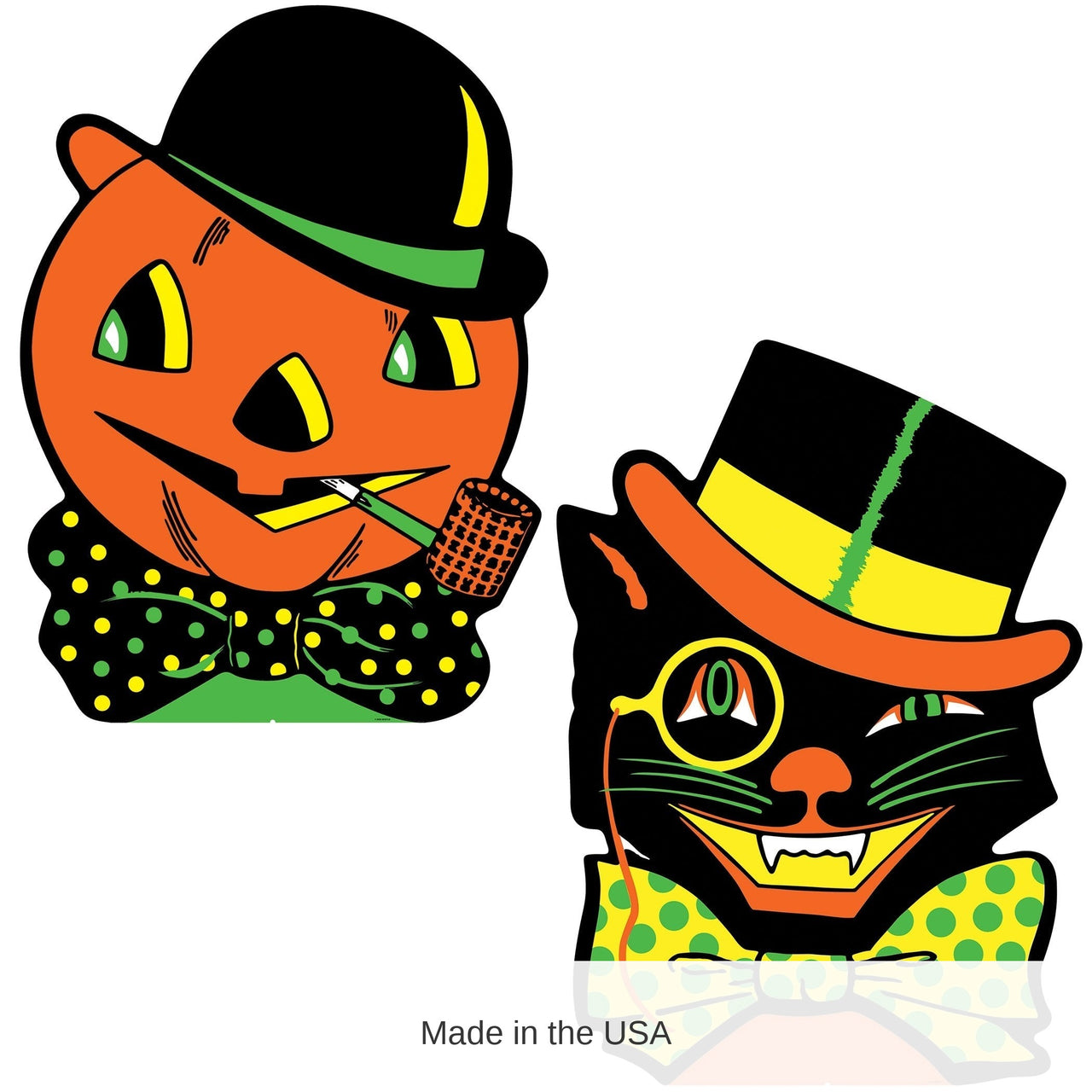 8 Pack Bulk Vintage Halloween Cat & Jack-O'-Lantern Stand-Ups