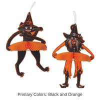 12 Pack Bulk Vintage Halloween Tango Witch/Cat Decoration Set