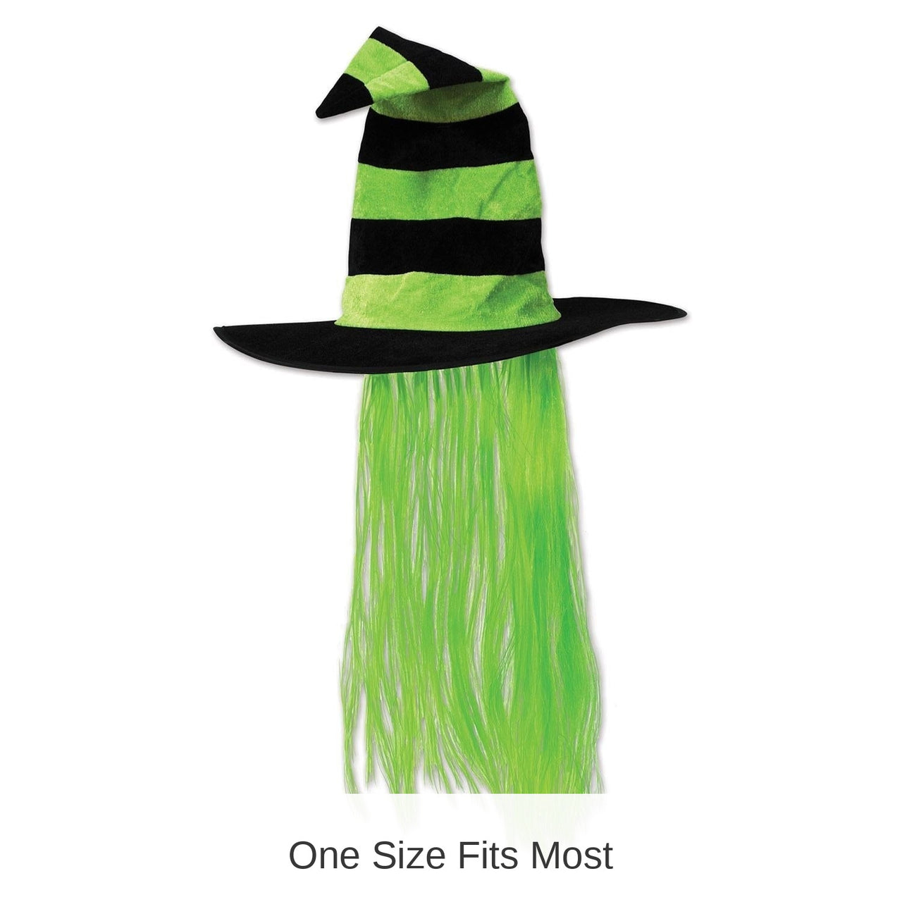 6 Pack Bulk Halloween Witch Hat with Hair - lime green